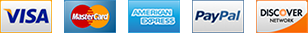 Accepted payment methods including credit cards, PayPal, and more
